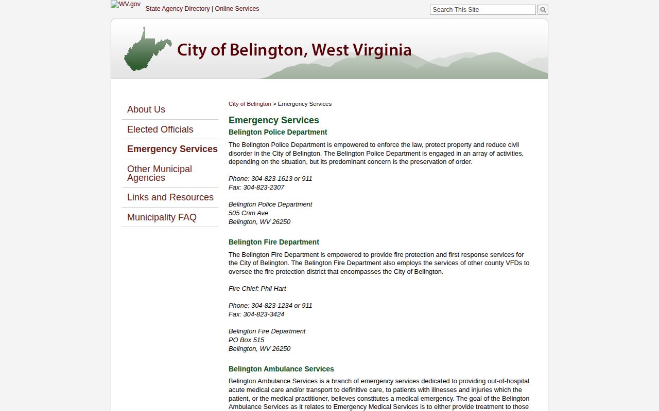 Belington police arrest-records contact page